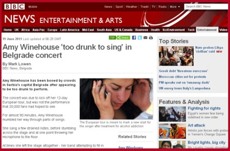 Amy Winehouse too drunk to sing in Belgrade concert
