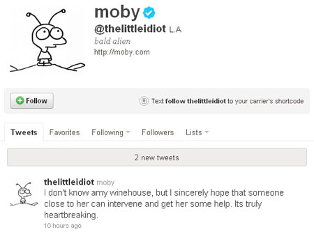 Moby na Twitteru: Pomozite Amy!
