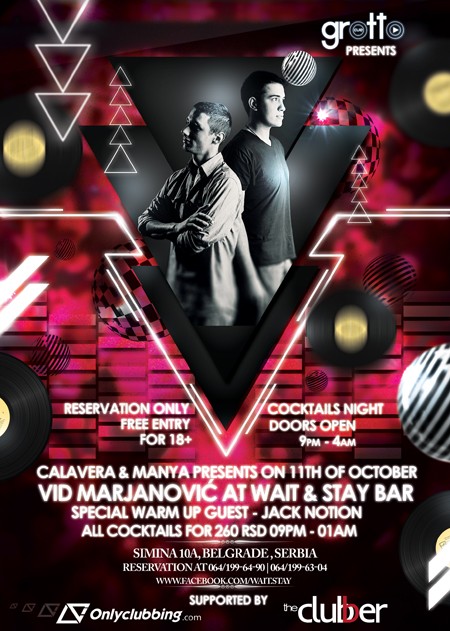 Calavera & Manya presents: Vid Marjanović @ Wait & Stay Bar