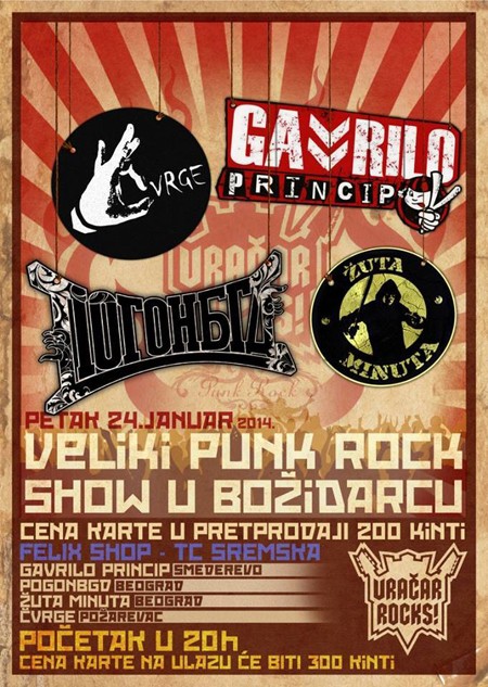 Vračar (punk) Rocks: Žuta minuta, PogoNBGD, Gavrilo Princip, Čvrge